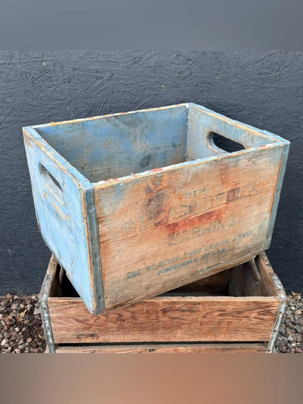 Vintage Wooden Apple Fruit Crate w/Handles Farmhouse Rustic Primitive VTG Retro